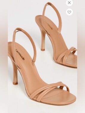 Larroude Annie Slingback Sandals in Tan Leather